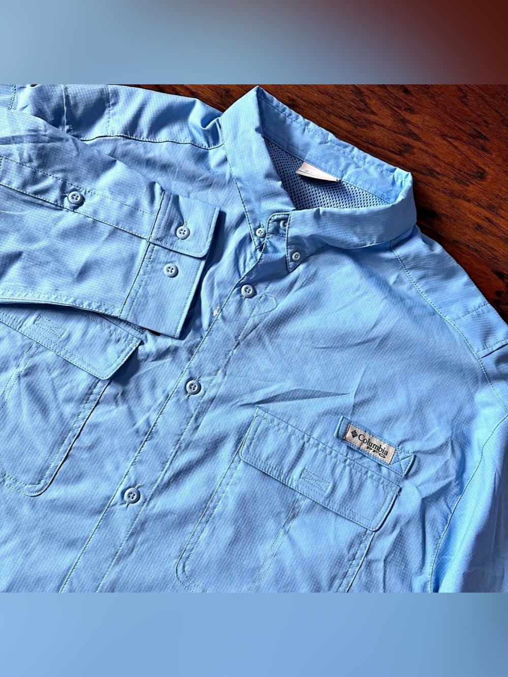 Columbia PFG Shirt Men 2XL Blue Omni-Freeze Long Sleeve Fishing Vented Button Up
